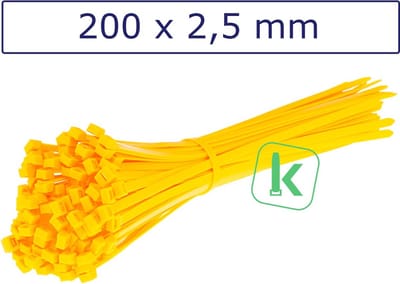 PRO-TIE® - Tyraps, kabelbinders 200 x 2,5 mm Geel (Zak 100 stuks) (tiewrap/tyrap/tie-wrap/bundelbandje/colsonbandje/)