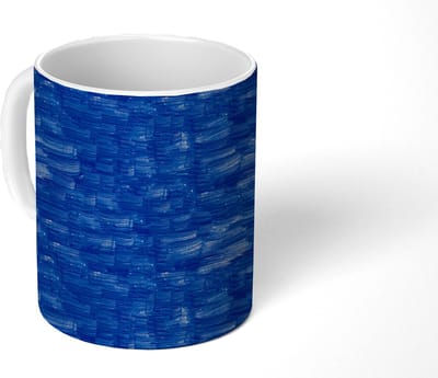 Mok - Koffiemok - Vloeiend - Olie - Verf - Texturen - Strepen - Blauw - Mokken - 350 ML - Beker - Koffiemokken - Theemok