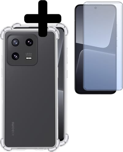 Hoesje - Met Screenprotector - Geschikt voor Xiaomi 13 - Sterk & Shockproof - Siliconen Case - Back Cover - Telefoon Hoes - Shock Proof - Telefoonhoesjes - Transparant