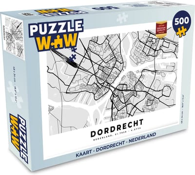 Puzzel Kaart - Dordrecht - Nederland - Legpuzzel - Puzzel 500 stukjes