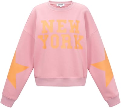 Comfortabele Gebreide Katoenen Dames Longsleeve met 'NEW YORK' Print - Roze - Maat S