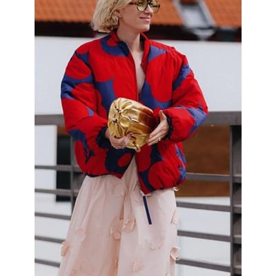 Chique Kleurrijke Print Rits Katoenen Jas Dames Mode Ronde Hals Lange Mouw Kort Dikke Jas Winter Dames High Street Bovenkleding M