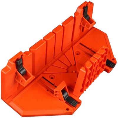Boîte à onglets de 14 pouces avec mâchoire mobile et antidérapante pour les coupes à angles de fente de scie arrière de 45/ 22,5/ 90 degrés 14-inch orange