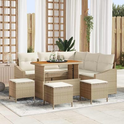 vidaXL - Tuinbank - Set - 9 - st - 8-Aantal - zitplaatsen - Beige - Poly - rattan