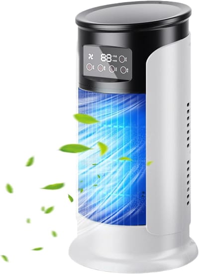 Draagbare airconditioner | Zes ventilatorsnelheden - Stille werking, timer voor kamerkoeling, compact en draagbaar, USB mini persoonlijke airconditioner ventilator, geschikt voor slaapkamers, auto's en buiten