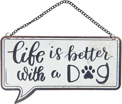 Clayre & Eef Tekstbord 24x13 cm Wit Zwart Metaal Rechthoek Wandbord