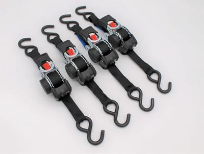 4x Automatische Spanbanden met S-Haken - 1.8m x 25mm - Voorzetkracht 300/600 daN