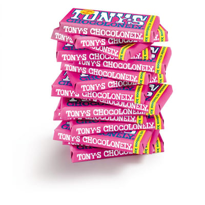 Tony's Chocolonely Witte Chocolade Reep Framboos Knettersuiker 15 x 180 gram Chocola