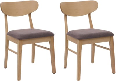 Set van 2 eetkamerstoelen MCW-M59, keukenstoel, stof/textiel, massief hout ~ lichtkleurig frame, taupe