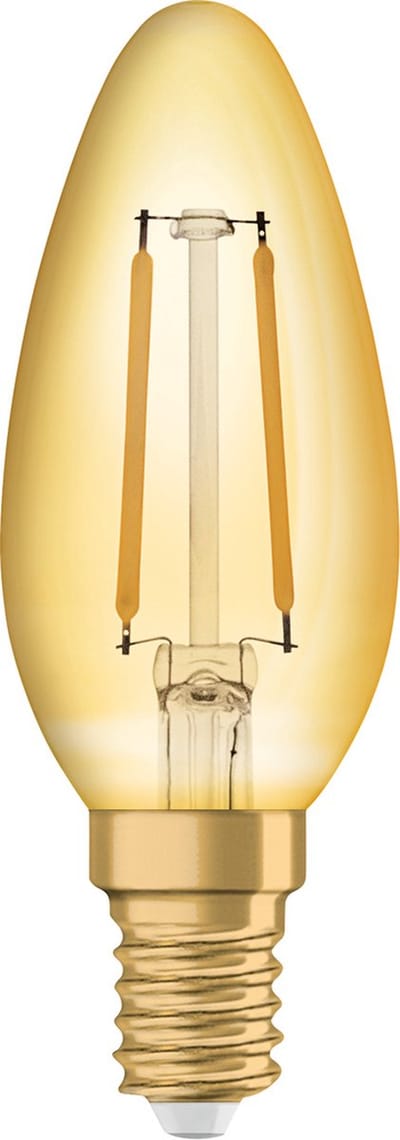 Osram Vintage 1906 LED Kaarslamp E14 - 2.5W 220lm 2400K Goudkleurig Glas - Ø35mm - LED Filament Kaarslamp - Voor Sfeerverlichting in Woonkamer & Horeca