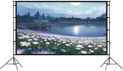 Projectiescherm met Statief - Draagbaar Filmscherm - Thuisbioscoop Creëren - Kreukvrij HD Beeld - 84 inch 16:9 - Wit