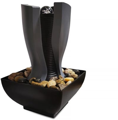 Kunststof LED Binnenfontein (tafelmodel) Feng Shui Fontein - Kunststof Indoor Fontein – 22 x 22 x 28 cm – Met LED Verlichting & USB Aansluitings [DA01214]