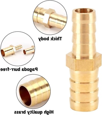 Hose Connector Adapter 8mm x 6mm van Messing, Reducer voor Water- en Olieleidingen, Rechte Aansluiting