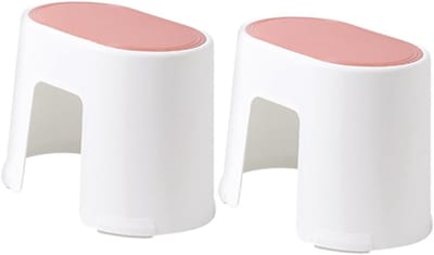 Badkamer Voetenbankje - Toilet Krukje - Natuurlijke Houding - Set Van Twee - 25x17.5x16cm - Wit