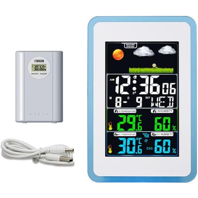 Station météo multifonctionnelle sans fil, affichage numérique couleur, horloge 433MHz, pour l'extérieur et le bureau, pour la maison et le bureau H173G multicolore