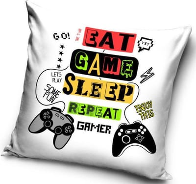 Eat Game Sleep Repeat Gamer - Sierkussen Kussen 40 x 40 cm inclusief vulling