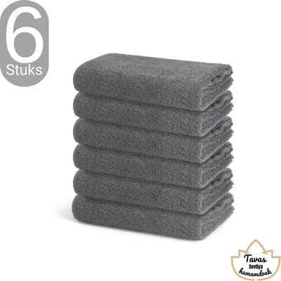 Sevilya Handdoek Set- Grijs - 50 × 90 cm - Set van 6 - 100% Katoen - Badhanddoeken - Sauna handdoeken - Hotelkwaliteit