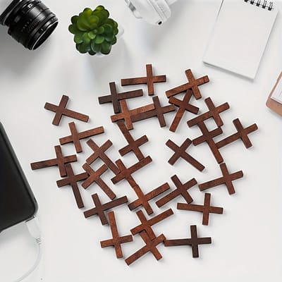 VANDAAG VERZONDEN - Kruis 4cm - Cor&Sinho® - 10 stuks - Hout - Ketting - DIY - Kruizen Kruisjes - Pasen Goede Vrijdag Kerk Bijbelstudie Biblejournaling