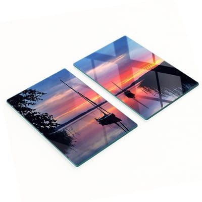 Keukenplanken van gehard glas met zeilboot-zonafbeelding, 2x40x52 cm