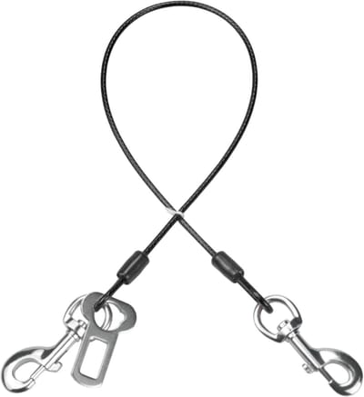 Hondenautogordel - Hondenriem Auto - Veilig Reizen - Kauwbestendig Staalkabel - 80 cm - Zwart