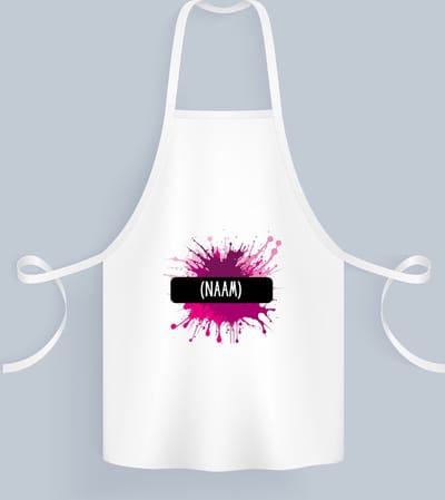 Akyol - verfvlek roze/paars met je eigen naam Keukenschort - Verven - iemand die houdt van schilderen of kunst - kunstenaars - kunst liefhebbers - schilders - cadeau - verjaardagscadeau - kado - gift - geschenk - verrassing - 82 bij 71 cm