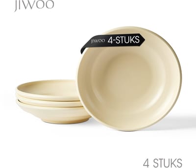 Pastabord set van 4 (Ø22 cm / 8,5inch), Diepe borden, Soepborden, Serviesset 4 persoons, Geschikt voor Restaurants, Horeca, Feest, Familiefeesten, Banketten en Picknicks, Magnetron-vaatwasserbestendig, Keramiek
