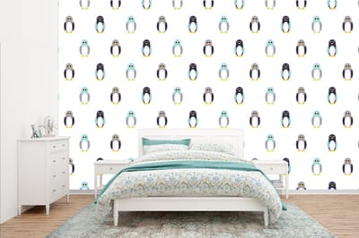 Behang - Fotobehang Design - Dieren - Pinguïn - Breedte 385 cm x hoogte 240 cm