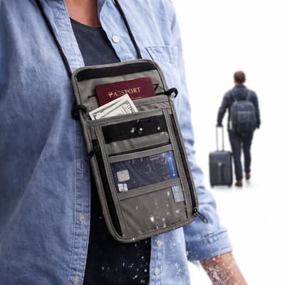 RFID Luxe Nektasje – Reisportemonnee & Travel Wallet – Anti-Skimmen – Waterafstotend – Voor Paspoort & Pasjes – Dames & Heren – Grijs