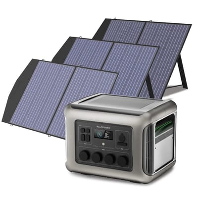 ALLPOWER Zonnegeneratorset 2500W (R2500-V2 + SP027 100W zonnepaneel) - R2500-V2 + 3 stuks SP027 zonnepaneel 100W