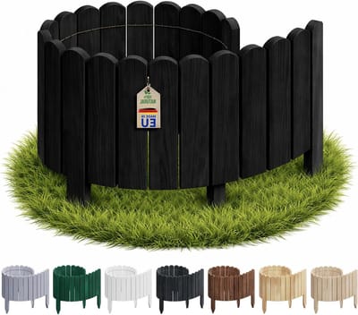 Floranica gazonrand border 40 x 100 cm Zwart Flexibele border houten steekhek voor gazon en verhoogde bedden