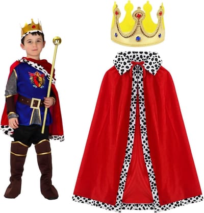 Prins Kostuum Set voor Kinderen - Role-Playing Outfit voor Halloween, Toneelstukken en Verkleedfeestjes, Geschikt voor 90-135 cm, Rood