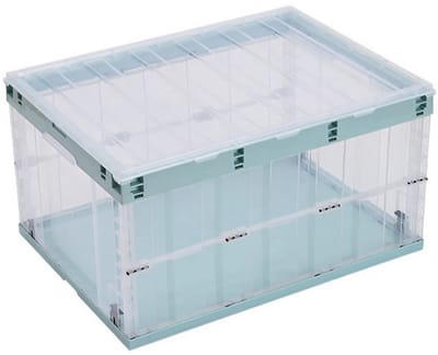 Dailygoody - Opvouwbare opbergdozen - Stapelbaar - Handig deksel - Groen - Organizer - Transparant - Geschikt voor kleding en speelgoed - 6 x 55 l
