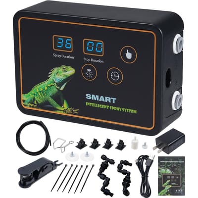 Reptiel Slim Vernevelingssysteem Intelligent Sproeisysteem 2 stuks Sproeikoppen 360 graden Verstelling Haak Getimede Sproei voor US Plug zwart