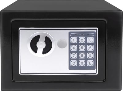 Jo-Jo Products 4U - Kluizen Voor Thuis Brandwerend Waterdicht Met 2 Handmatige Override Sleutels, Veiligheid Veilige Gelddoos Met Dubbel Digitaal Toetsenbord En Sleutel, Zwart 4.6 liter