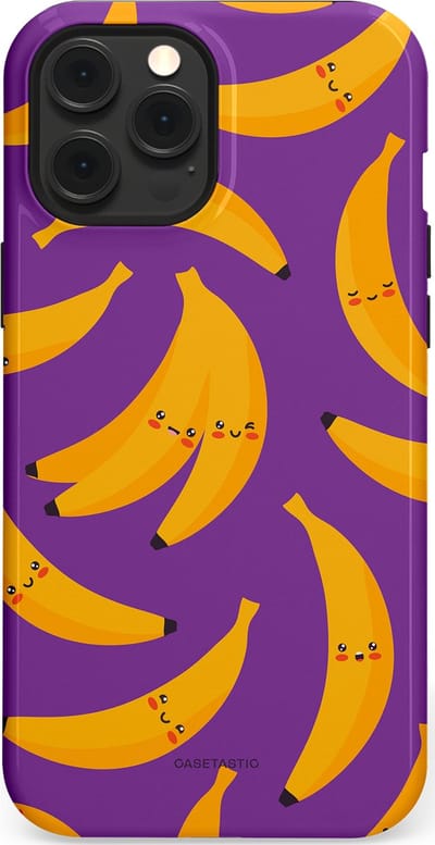 Casetastic Hoesje Geschikt voor Apple iPhone 12 Pro Max Magsafe - Stijlvolle Beschermende Duo-layer Case - Kawaii Bananen