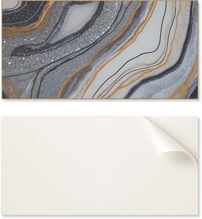 Zelfklevende vinyl wandbekleding met grafische print voor de keuken, 100x50 cm: Abstracte golven met een subtiele gloed.