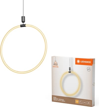 LEDVANCE Decor Aura Vert hanglamp van gebogen polycarbonaat met LED en filamentontwerp, 18 W, 2000 lm, 3000 K, 830 warm wit, click dimbaar, donkergrijs, kunststof (PC), 498 mm, IP20