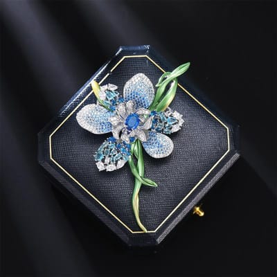 Dames Licht Luxe Design Elegante Druppel Geglazuurde Paars Goud Bloem Broche Modieuze Veelzijdige Niche Design Broche gray