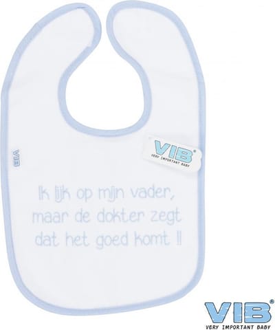 VIB® - Slabbetje Luxe velours - Ik lijk op mijn vader maar ... (Wit-Blauw) - Babykleertjes - Slabbetjes - zwangerschap aankondiging - baby aankondiging