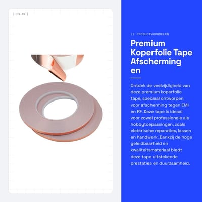 Dailygoods - Premium Koperfolie Tape - Afscherming en RF - 50 m x 5 mm - Elektrische Reparatie - Handwerk - 2 Stuks
