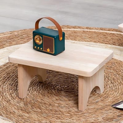 Houten Kruk - Voetenbankje Opstapje - Extra Zitplaats - Massief Rubberhout - 30 x 20 x 20 cm - Natuurlijk Hout