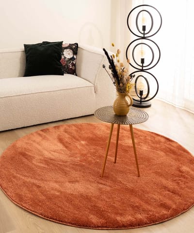 Velours vloerkleed rond - Flair terracotta 160