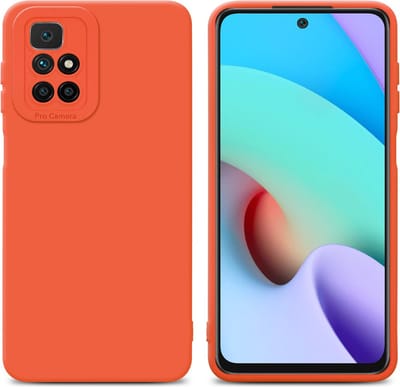 Cadorabo Hoesje geschikt voor Xiaomi RedMi 10 in FLUID ORANJE - Beschermhoes gemaakt van flexibel TPU silicone Cover Fluid Case
