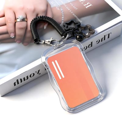 Soft Silicone Photo Card Holder Kpop Photo Card Holder with Slider Design and Key Chain Transparent Card Holder for Stray Kids Photo Cards Enhypen ID Card Driving Cards