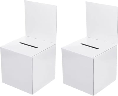 Donatieboxen met Sleuf - Suggestiedoos Loterijdoos - Fondsenwerving en Verzamelen - Verwijderbare Header - 6x6x6 inch - Wit