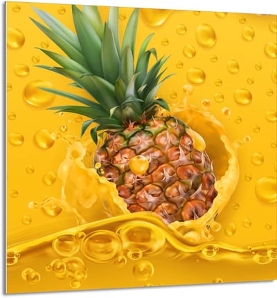 TMK ArtDeko Serie - Glazen Keukenpaneel - 60x65 cm - Ananas Motief