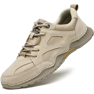 Herenschoenen Herfst Nieuw plus Maat Trend Mesh Oppervlak Hardlopen Casual Schoenen Heren Leer Mesh Sneaker 46 beige