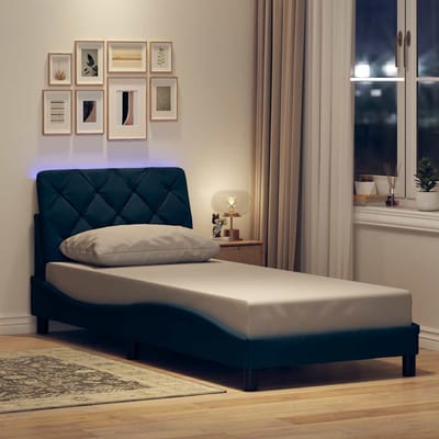 vidaXL - Bedframe - met - LED - zonder - matras - 80x200 - cm - stof - blauw