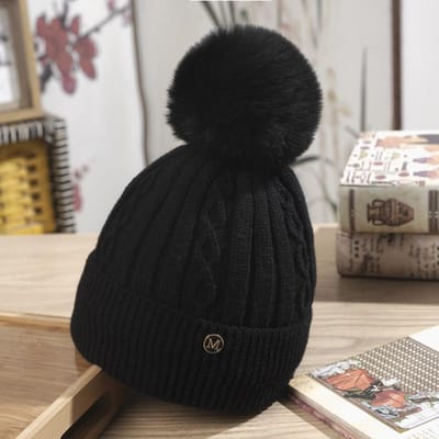 Chapeau d'hiver uni pour femme avec laine ajoutée Style coréen Étudiant Épais Chaud Coupe-vent Tricoté