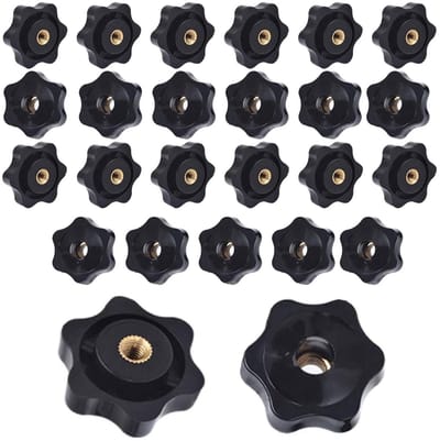 Sterke zwarte kunststof M8 moeren met kopklem, 25 stuks voor industriële apparatuur en machines - 32mm formaat